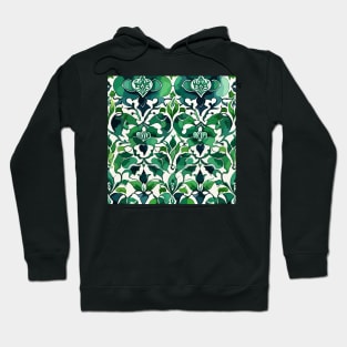 Green Ottoman Pattern on White Hoodie